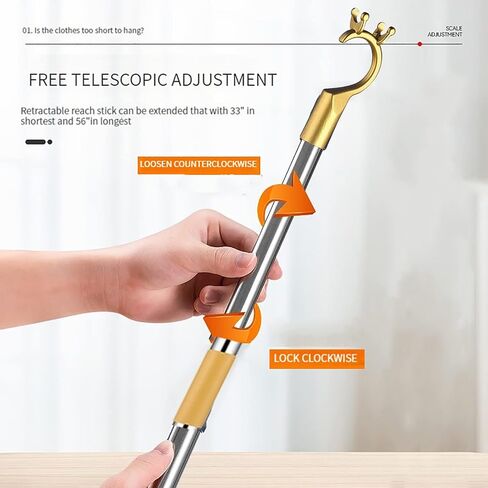 Reach Stick Long Pole Utility Hook 56" Extended Reaching Tool for High Area Closet Ceiling in Saudi Arabia
