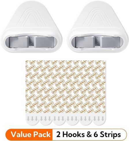 hookay 10lbs Broom and Mop Grippers, Damage-Free Hanging Wall Mount Broom Holder, No Tools Removable Hanging Organizer for home organization, Holds up to 10 lb, 2 Hangers and 6 Adhesive Strips in Saudi Arabia