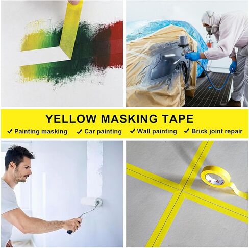Bomi Pack Pack Painters الشريط 1 بوصة بالجملة - شريط الطلاء 20 لفات × 1 بوصة × 55 ياردة - شريط تقنيع أصفر لطلاء الجدران ، صياغة DIY ، تشطيب الحافة والمدرسة ، إجمالي 1100 ياردة in Kuwait