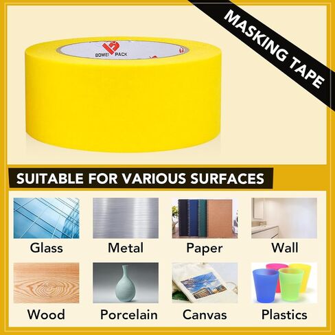 Bomi Pack Pack Painters الشريط 1 بوصة بالجملة - شريط الطلاء 20 لفات × 1 بوصة × 55 ياردة - شريط تقنيع أصفر لطلاء الجدران ، صياغة DIY ، تشطيب الحافة والمدرسة ، إجمالي 1100 ياردة in Kuwait