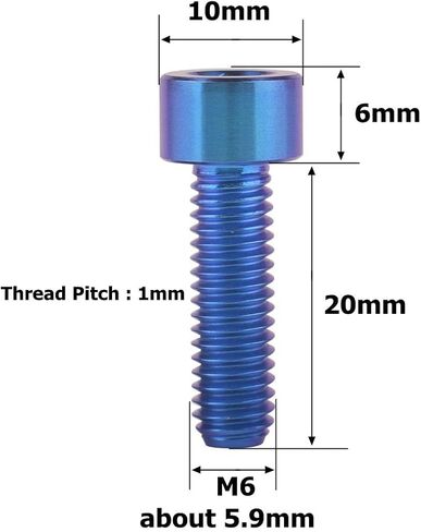 Titanium M6 x 20mm Socket Allen Hex Bolt for Bicycle Disc Brake Caliper Adapter Screw 4Pcs Blue in Kuwait