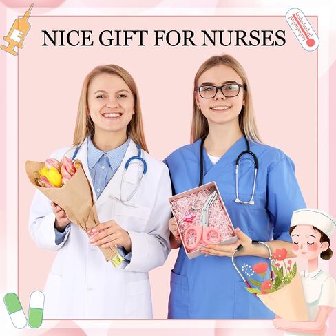 12 مجموعة 24 PCS ممرضة ضمادة مقص هدايا للممرضات مع حلقة رئيسية مضحكة جولة رائحة مقص التمريض Medical ضمادة مقصات الجرح للجراح للممرض in Kuwait
