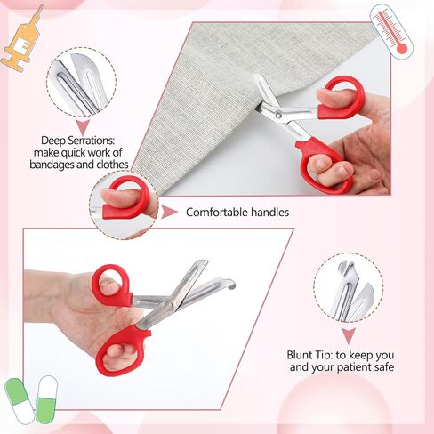 12 مجموعة 24 PCS ممرضة ضمادة مقص هدايا للممرضات مع حلقة رئيسية مضحكة جولة رائحة مقص التمريض Medical ضمادة مقصات الجرح للجراح للممرض in Kuwait