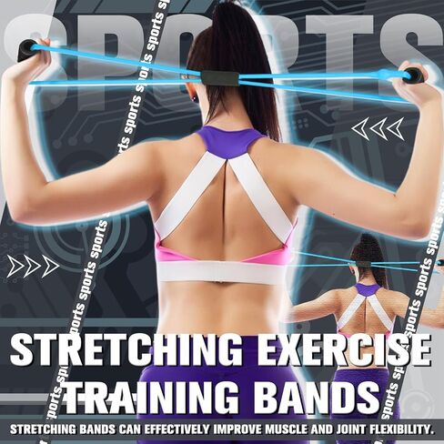 Skylety Figure 8 Fitness Resistance Bands with Handles Set of 5 Exercise Bands for Women Men Rope 8 Word Elastic for Arm and Shoulder Stretch Yoga Gym Fitness Muscle Training Chest Expander in Saudi Arabia