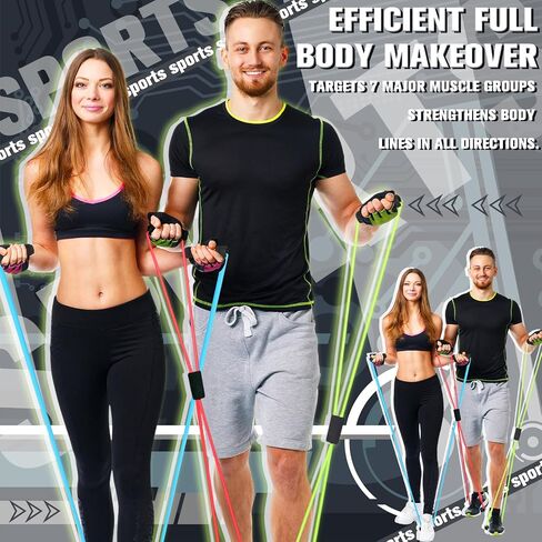 Skylety Figure 8 Fitness Resistance Bands with Handles Set of 5 Exercise Bands for Women Men Rope 8 Word Elastic for Arm and Shoulder Stretch Yoga Gym Fitness Muscle Training Chest Expander in Saudi Arabia