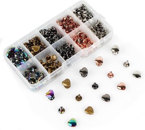 Rose Gold Heart Shape Rivets - 10mm Metal Heart Rivet for Belt Clothes Purse Handbag Leather Craft DIY Handmade Accessories 100pcs in Saudi Arabia