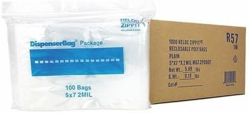 1000 Reloc Zippit Reclosable Poly Bags 5" X 7" 2 mil in Saudi Arabia