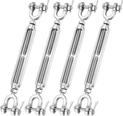 4 Pack Turnbuckle 1/4 M6 304 Stainless Steel Turnbuckle, 1600 lbs Working Load Limit, Jaw and Jaw Turnbuckles for Cables Wire Tensioner, Turnbuckle for Shade Sail, Yard Zipline in Saudi Arabia