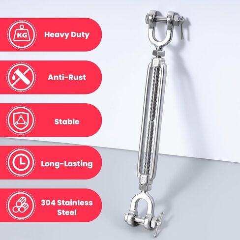 4 Pack Turnbuckle 1/4 M6 304 Stainless Steel Turnbuckle, 1600 lbs Working Load Limit, Jaw and Jaw Turnbuckles for Cables Wire Tensioner, Turnbuckle for Shade Sail, Yard Zipline in Saudi Arabia