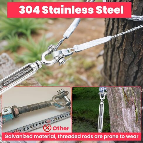 4 Pack Turnbuckle 1/4 M6 304 Stainless Steel Turnbuckle, 1600 lbs Working Load Limit, Jaw and Jaw Turnbuckles for Cables Wire Tensioner, Turnbuckle for Shade Sail, Yard Zipline in Saudi Arabia