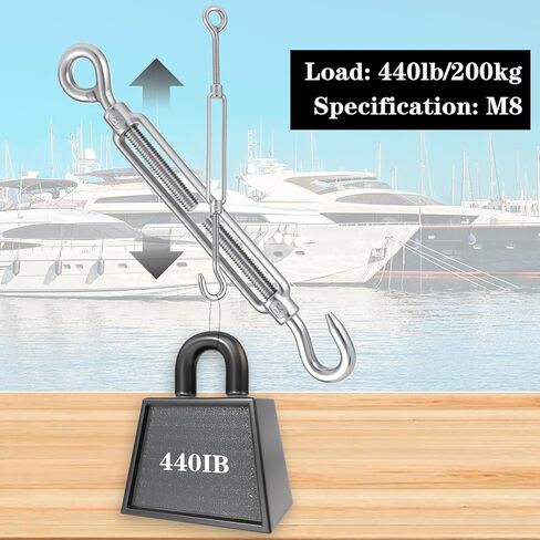 10 Pack M8 Turnbuckle Hook and Eye, 304 Stainless Steel Heavy Duty Turnbuckles for Cables Wire Adjustable Turn Buckle Tensioner Kit for Sun Shade Sail Hardware Wire Tightening Cable Railing in Saudi Arabia