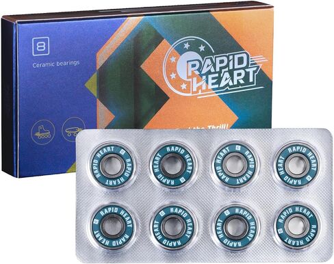 Rapid Heart 8 Pack 608 2RS Precision Ceramic Blue Bealings. 40+ ثانية اختبار الدوران. لألواح التزلج ، اللوحات الطويلة ، الزلاجات المضمونة والكولر. جودة قسط ، سعر بأسعار معقولة ، بديل عالي الأداء. in Saudi Arabia
