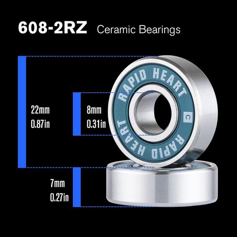 Rapid Heart 8 Pack 608 2RS Precision Ceramic Blue Bealings. 40+ ثانية اختبار الدوران. لألواح التزلج ، اللوحات الطويلة ، الزلاجات المضمونة والكولر. جودة قسط ، سعر بأسعار معقولة ، بديل عالي الأداء. in Saudi Arabia