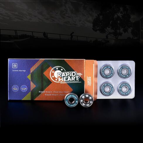 Rapid Heart 8 Pack 608 2RS Precision Ceramic Blue Bealings. 40+ ثانية اختبار الدوران. لألواح التزلج ، اللوحات الطويلة ، الزلاجات المضمونة والكولر. جودة قسط ، سعر بأسعار معقولة ، بديل عالي الأداء. in Saudi Arabia