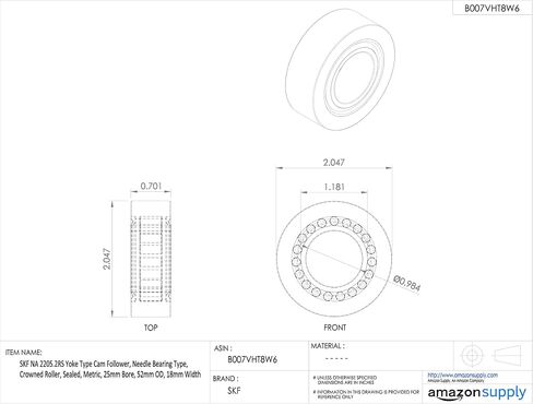 SKF NA 2202.2RS Yoke Type Cam Follower, Needle Bearing Type, Crowned Roller, Sealed, Metric, 15mm Bore, 35mm OD, 14mm Width in Saudi Arabia