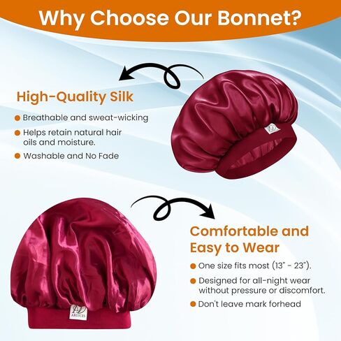Silk Bonnet for Sleeping Women Men, Breathable Double Layer Satin Hair Bonnets, Non Slip Sleep Cap for Curly Hair Sleep Cap in Saudi Arabia