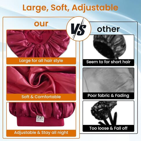 Silk Bonnet for Sleeping Women Men, Breathable Double Layer Satin Hair Bonnets, Non Slip Sleep Cap for Curly Hair Sleep Cap in Saudi Arabia