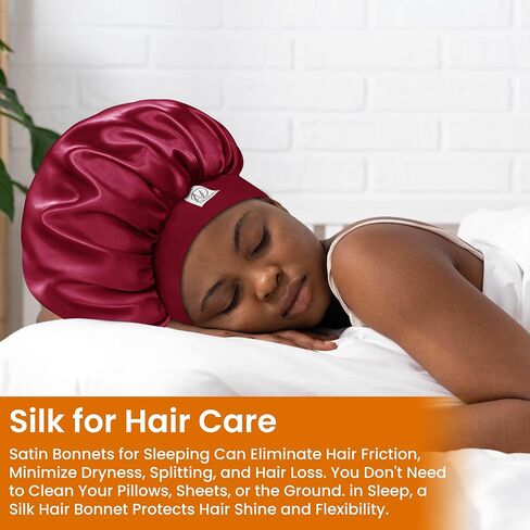 Silk Bonnet for Sleeping Women Men, Breathable Double Layer Satin Hair Bonnets, Non Slip Sleep Cap for Curly Hair Sleep Cap in Saudi Arabia