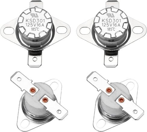 uxcell 4 pcs KSD301 ترموستات 185 درجة مئوية/365 درجة فهرنهايت 16A مغلق عادة N.C مفتاح درجة حرارة القرص المفاجئة لمحفات الميكروويف ، الفرن ، صانع القهوة ، المواد السيراميك in Saudi Arabia