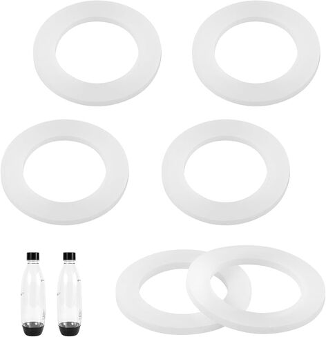 6pcs Gasket Replacements for Sodastream Bottle, White Silicone Bottle O Ring Compatible with Sodastream Water Bottle Sealing Gasket Replacement for PET Bottle & Plastic Bottle in Saudi Arabia