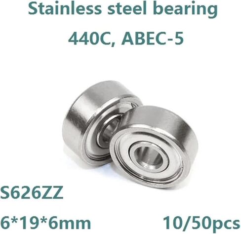 10/50pcs 440c ABEC-5 S626ZZ 6x19x6mm غطاء محمي مزدوج محمي من الفولاذ المقاوم للصدأ تحمل كرة أخدود عميق 6 * 19 * 6 مم (10pcs) in Kuwait