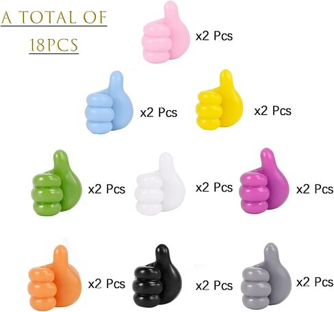 9 Pcs Creative Silicone Thumb Hook, Wall Hook - Multifunction Adhesive Cable Clip, Adhesive Wall Hooks, Cable Organizer Clips Key Hanger in Kuwait