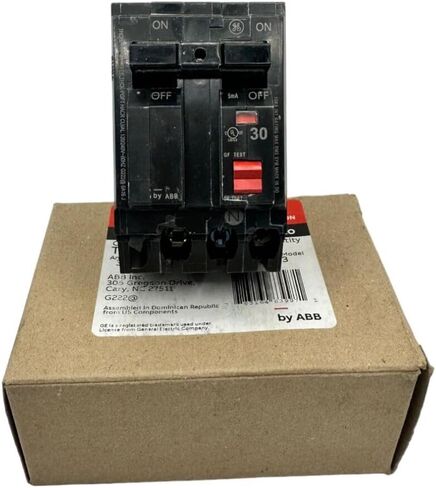 GE THQL2130PGFT Circuit Interrupter PON Ground Fault 30 Amps 10kA 120/240 V 2 Poles, Black in Saudi Arabia