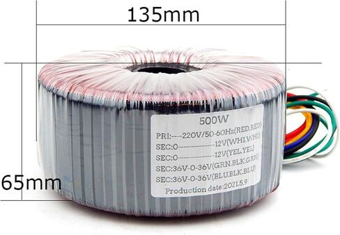 1PCS 500W محول طاقة Core Toroidal من سلك المينا النحاسي النقي لإخراج مضخم الصوت 36V 12V in Saudi Arabia