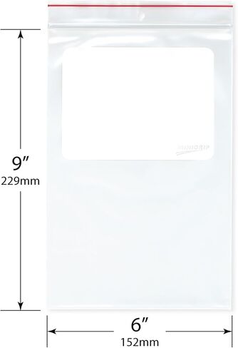6" x 9" (Pack of 100), 4 Mil with White-Block and Hang-Hole Heavy Duty Zipper Reclosable Plastic Bags in Saudi Arabia