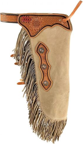 Showman Sand Suede Chinks w/Sunflower & Stamp Stamp Tooling (Small) in Saudi Arabia