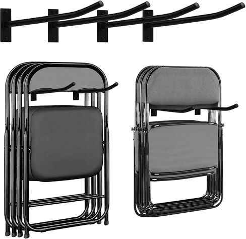 Garage Storage Mechanism Wall Mounted, Folding chair storage rack,Garden Tool Rack Manager Heavy-Duty Folding Chair, Suitablefor Car Tires, Ladders, Chairs, Strollers (Black (2-pack)) in Kuwait