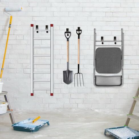 Garage Storage Mechanism Wall Mounted, Folding chair storage rack,Garden Tool Rack Manager Heavy-Duty Folding Chair, Suitablefor Car Tires, Ladders, Chairs, Strollers (Black (2-pack)) in Kuwait