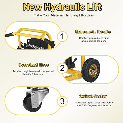 مكدس ونش هيدروليكي للمواد الشاقة مع عجلات دوارة ، مصاعد المواد 480 رطلاً ، طاولة الرفع الهيدروليكي للبليت ، 35 بوصة ، عربة طاولة مقبس البليت in Kuwait
