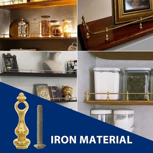4pcs Metal Spindles for Cabinets Golden Railing Bracket Spindles Furniture Connectors for Glass Railing Cabinets Bar Carts Easy Installation in Kuwait