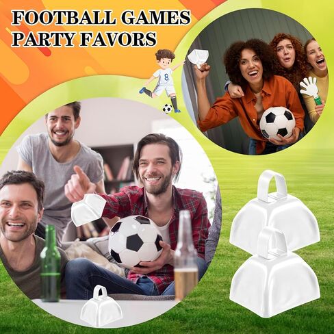 24 PCS Metal Cowbell مع مقبض صانعي الضوضاء أجراس البقر للأحداث الرياضية الصغيرة الصاخبة الصاخبة البقر البقر لألعاب كرة القدم الهتاف ، 3 × 2.4 × 3 بوصة (أبيض) in Saudi Arabia