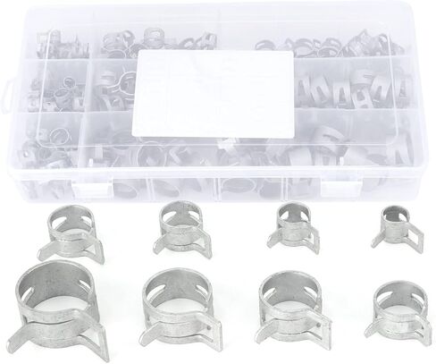 160Pcs Stainless Steel Spring Clip Hose Clamps Fuel Petrol Pipe Clamps for Small Engines Air Hoses Vacuum Hoses in Saudi Arabia