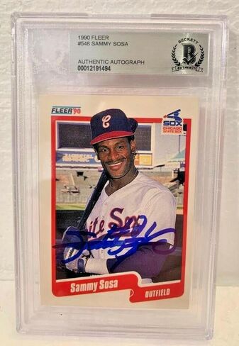 Sox Sammy Sosa Signed 1990 Fleer RC Card Beckett BAS Slabbed #548 - Baseball Slabbed Autographed Cards in Saudi Arabia