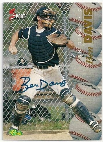 1995 Classic 5 Sport Ben Davis Signed On Card Certified Auto RC ROOKIE Padres TD - Autographed Baseball Cards in Saudi Arabia