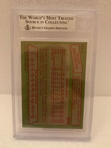 توقيع فريق Topps Team USA Mark McGwire 1985 #401 بطاقة الصاعد BAS BECKETT شهدت - بطاقات موقعة للبيسبول in Saudi Arabia