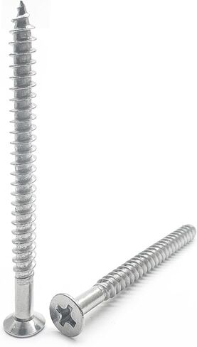 M5 x 45mm Flat Head Cross Wood Screws,Stainless Steel Cross Flat Head Self-Tapping Silver Wood Screws for Wood Furniture(50Pcs) in Saudi Arabia