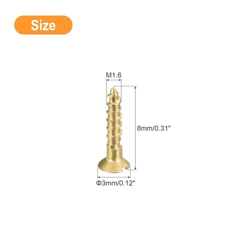 uxcell Brass Wood Screws, 30Pcs M2.5 x 25mm Slotted Drive Flat Head Self Tapping Screw Countersunk for Woodworking Furniture in Saudi Arabia