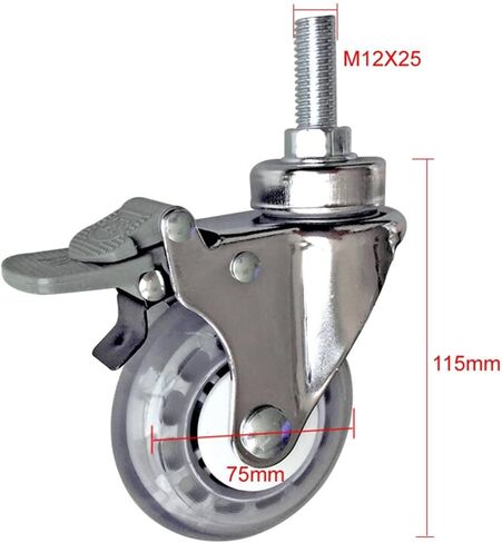 عجلات 3 بوصة عجلات عالية العجلة كتم الصوت M12 30 ملحقات سيارة المسمار 2pcs (مع الفرامل) in Saudi Arabia