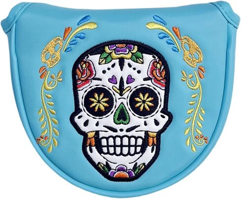 Golf Mallet Putter Cover with Magnetic Closure, Mallet Putter Headcover PU Leather Golf Putters, New Golf Club Covers Mallet Headcover, Skull Style Golf Gifts for Men in Saudi Arabia