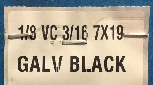 Black Vinyl Coated Steel Aircraft Cable 1/8" VC 3/16" 7x19 Wire Rope Clothes line Your Choice of Length and Number of Clamps (50 ft, No Clamps) in Saudi Arabia