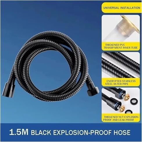 1pc 1.5m/ 2m /3m G1/2 Inch Stainless Steel Chrome Bathroom Water Head Shower Extension Pipe(Sliver,300cm) in Saudi Arabia