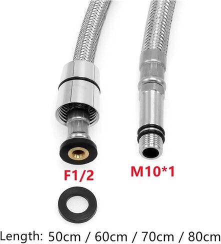 1pc 50/60/70/80/150cm F1/2 M10*1 304 Stainless Steel Hose Tube Shower Kitchen Accessories(150cm) in Saudi Arabia
