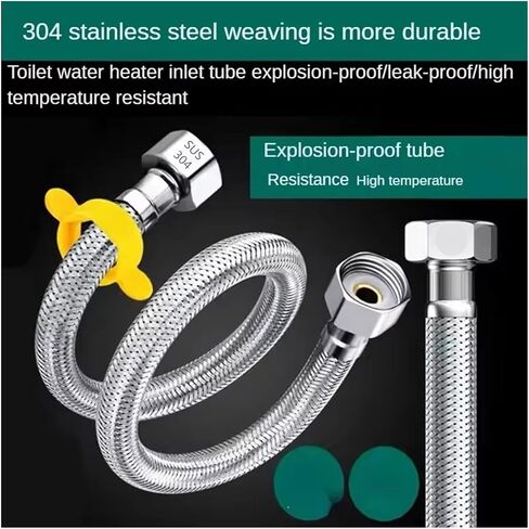 1pc 20/60/80/100/150/200cm G1/2" Stainless Steel Braided Flexible Connecting Pipe(SUS nut black,100cm) in Saudi Arabia
