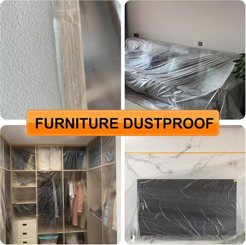 فيلم إخفاء مسجل للطلاء - 22 "× 65 بوصة صفائح لفائف بلاستيكية مع شريط طلاء للسيارات و drape أفلام الطلاء البلاستيكية للنوافذ والأبواب والجدران وإخفاء الطلاء السيارات （3 لفات） in Kuwait