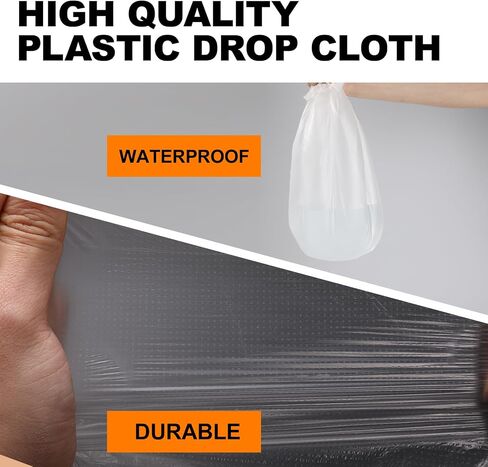 فيلم إخفاء مسجل للطلاء - 22 "× 65 بوصة صفائح لفائف بلاستيكية مع شريط طلاء للسيارات و drape أفلام الطلاء البلاستيكية للنوافذ والأبواب والجدران وإخفاء الطلاء السيارات （3 لفات） in Kuwait