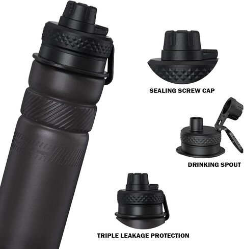 Collapsible Water Bottle 24oz, Foldable Travel Water Bottles, BPA-Free Leak-Proof Silicone Water Bottle for Cycling, Gym, Hiking, Outdoors (Grey) in Saudi Arabia